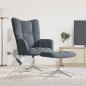 vidaXL Sedia Relax con Poggiapiedi Grigio Scuro in Velluto vidaXL Sedia Relax con Poggiapiedi Grigio Scuro in Velluto