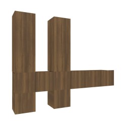 Set Mobili Porta TV 7 pz Rovere Marrone in Legno Multistrato