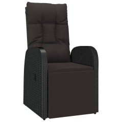 vidaXL Sedia da Giardino Reclinabile con Cuscino in Polyrattan Nero