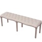 vidaXL Panca in Legno Massello e Lino 150x40x48 cm Bianco Crema vidaXL Panca in Legno Massello e Lino 150x40x48 cm Bianco Crema