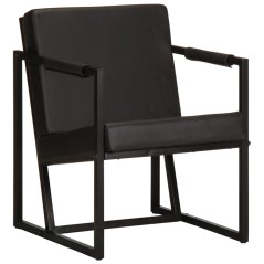 vidaXL Poltrona Nera in Vera Pelle
