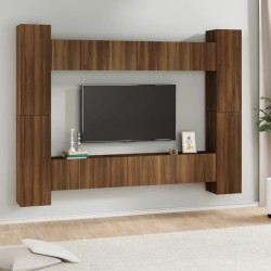 Set Mobili Porta TV 10 pz Rovere Marrone in Legno Multistrato