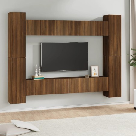 Set Mobili Porta TV 10 pz Rovere Marrone in Legno Multistrato