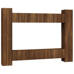 Set Mobili Porta TV 10 pz Rovere Marrone in Legno Multistrato