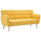 vidaXL Divano a 3 Posti Rivestito in Tessuto 172x70x82 cm Giallo vidaXL Divano a 3 Posti Rivestito in Tessuto 172x70x82 cm Giallo