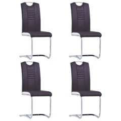 vidaXL Sedie da Pranzo a Sbalzo 4 pz Marroni in Similpelle