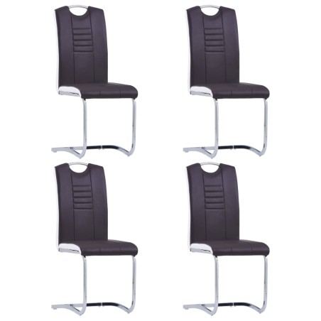 vidaXL Sedie da Pranzo a Sbalzo 4 pz Marroni in Similpelle