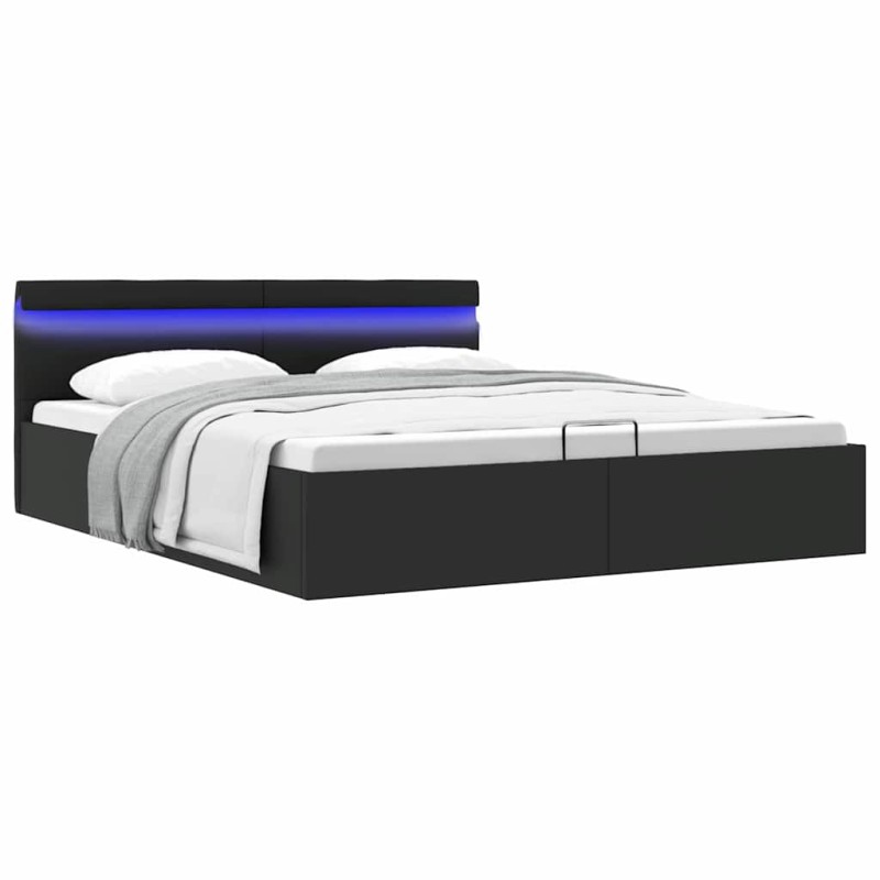 vidaXL Giroletto Contenitore Idraulico LED Nero Similpelle 180x200cm  