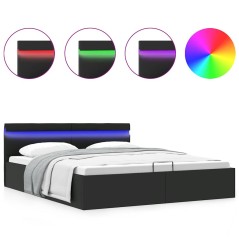 vidaXL Giroletto Contenitore Idraulico LED Nero Similpelle 180x200cm  
