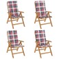 vidaXL Sedie da Giardino Reclinabili con Cuscini 4 pz in Legno di Teak vidaXL Sedie da Giardino Reclinabili con Cuscini 4 pz in Legno di Teak