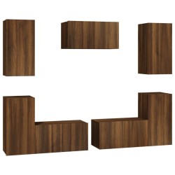 Set Mobili Porta TV 7 pz Rovere Marrone in Legno Multistrato