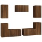 Set Mobili Porta TV 7 pz Rovere Marrone in Legno Multistrato Set Mobili Porta TV 7 pz Rovere Marrone in Legno Multistrato
