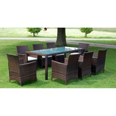 vidaXL Set da Pranzo da Giardino 9 pz con Cuscini Polyrattan Marrone