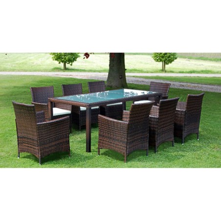 vidaXL Set da Pranzo da Giardino 9 pz con Cuscini Polyrattan Marrone
