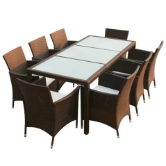 vidaXL Set da Pranzo da Giardino 9 pz con Cuscini Polyrattan Marrone