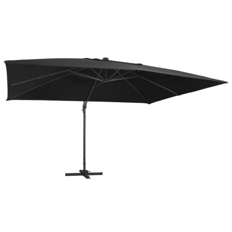 vidaXL Ombrellone a Sbalzo con LED Palo in Alluminio 400x300 cm Nero
