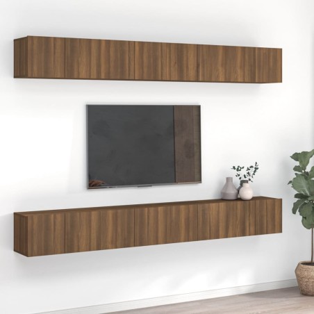 Mobili TV 8 pz Rovere Marrone 60x30x30 cm in Legno Multistrato