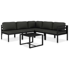 vidaXL Set Divani da Giardino 6 pz con Cuscini in Alluminio Antracite