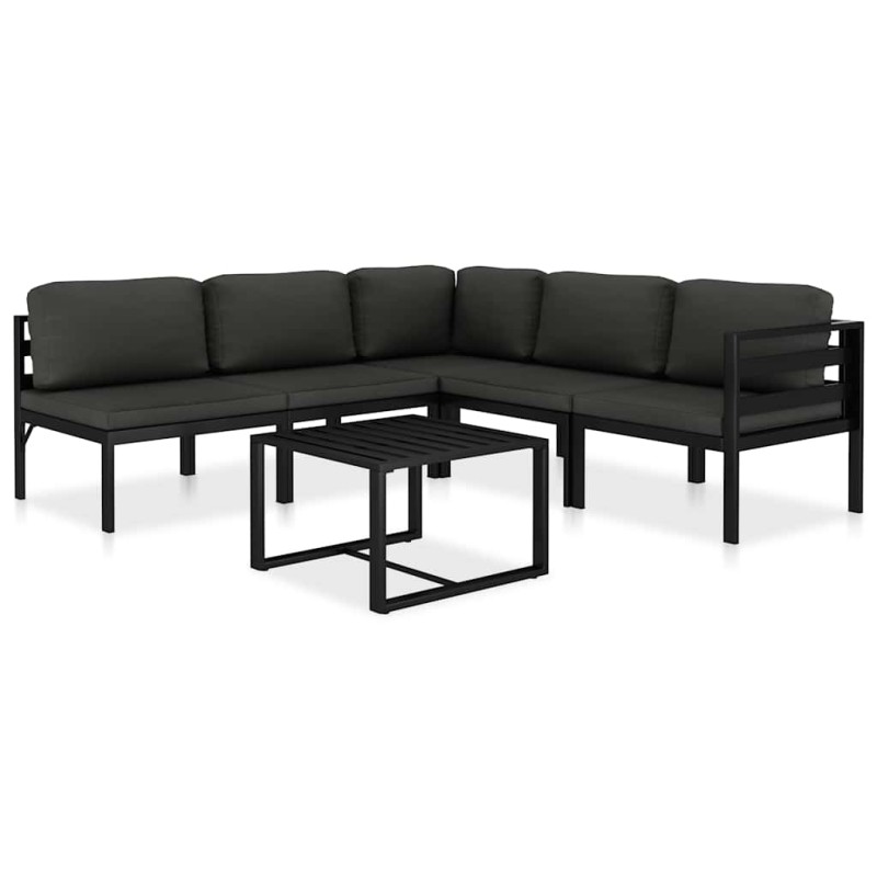 vidaXL Set Divani da Giardino 6 pz con Cuscini in Alluminio Antracite vidaXL Set Divani da Giardino 6 pz con Cuscini in Alluminio Antracite