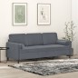 vidaXL Divano a 3 Posti con Cuscini Grigio Scuro 180 cm in Velluto vidaXL Divano a 3 Posti con Cuscini Grigio Scuro 180 cm in Velluto