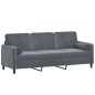 vidaXL Divano a 3 Posti con Cuscini Grigio Scuro 180 cm in Velluto vidaXL Divano a 3 Posti con Cuscini Grigio Scuro 180 cm in Velluto