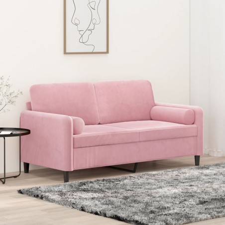 vidaXL Divano a 2 Posti con Cuscini Rosa 140 cm in Velluto