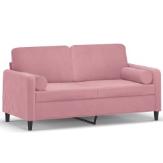 vidaXL Divano a 2 Posti con Cuscini Rosa 140 cm in Velluto