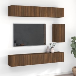 Set Mobili Porta TV 7 pz Rovere Marrone in Legno Multistrato