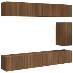 Set Mobili Porta TV 7 pz Rovere Marrone in Legno Multistrato