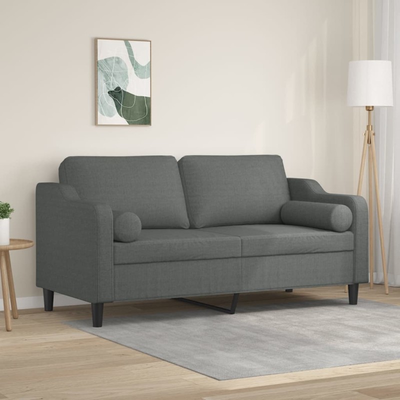 vidaXL Divano a 2 Posti con Cuscini Grigio Scuro 140 cm in Tessuto vidaXL Divano a 2 Posti con Cuscini Grigio Scuro 140 cm in Tessuto