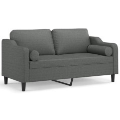 vidaXL Divano a 2 Posti con Cuscini Grigio Scuro 140 cm in Tessuto