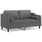 vidaXL Divano a 2 Posti con Cuscini Grigio Scuro 140 cm in Tessuto vidaXL Divano a 2 Posti con Cuscini Grigio Scuro 140 cm in Tessuto