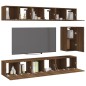 Set Mobili Porta TV 7 pz Rovere Marrone in Legno Multistrato Set Mobili Porta TV 7 pz Rovere Marrone in Legno Multistrato