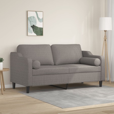 vidaXL Divano a 2 Posti con Cuscini Tortora 140 cm in Tessuto