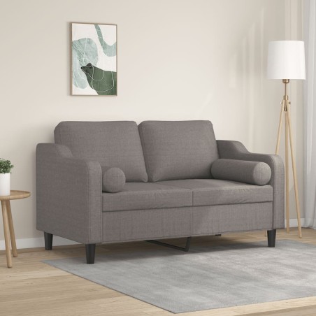vidaXL Divano a 2 Posti con Cuscini Tortora 120 cm in Tessuto
