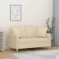 vidaXL Divano a 2 Posti con Cuscini Crema 120 cm in Tessuto vidaXL Divano a 2 Posti con Cuscini Crema 120 cm in Tessuto