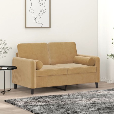 vidaXL Divano a 2 Posti con Cuscini Marrone 120 cm in Velluto
