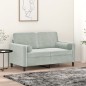 vidaXL Divano a 2 Posti con Cuscini Grigio Chiaro 120 cm in Velluto vidaXL Divano a 2 Posti con Cuscini Grigio Chiaro 120 cm in Velluto