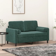 vidaXL Divano a 2 Posti con Cuscini Verde Scuro 120 cm in Velluto