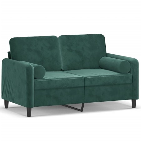 vidaXL Divano a 2 Posti con Cuscini Verde Scuro 120 cm in Velluto