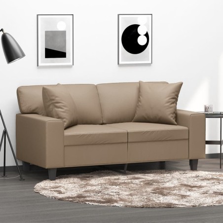 vidaXL Divano a 2 Posti con Cuscini Cappuccino 120 cm in Similpelle