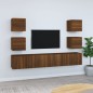 Set Mobili Porta TV 7 pz Rovere Marrone in Legno Multistrato Set Mobili Porta TV 7 pz Rovere Marrone in Legno Multistrato
