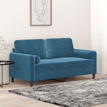 vidaXL Divano a 2 Posti con Cuscini Blu 140 cm in Velluto