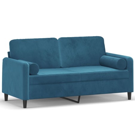 vidaXL Divano a 2 Posti con Cuscini Blu 140 cm in Velluto