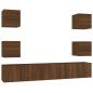 Set Mobili Porta TV 7 pz Rovere Marrone in Legno Multistrato Set Mobili Porta TV 7 pz Rovere Marrone in Legno Multistrato