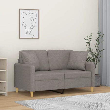 vidaXL Divano a 2 Posti con Cuscini Tortora 120 cm in Tessuto