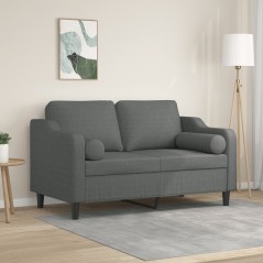 vidaXL Divano a 2 Posti con Cuscini Grigio Scuro 120 cm in Tessuto