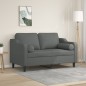 vidaXL Divano a 2 Posti con Cuscini Grigio Scuro 120 cm in Tessuto vidaXL Divano a 2 Posti con Cuscini Grigio Scuro 120 cm in Tessuto