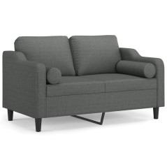 vidaXL Divano a 2 Posti con Cuscini Grigio Scuro 120 cm in Tessuto
