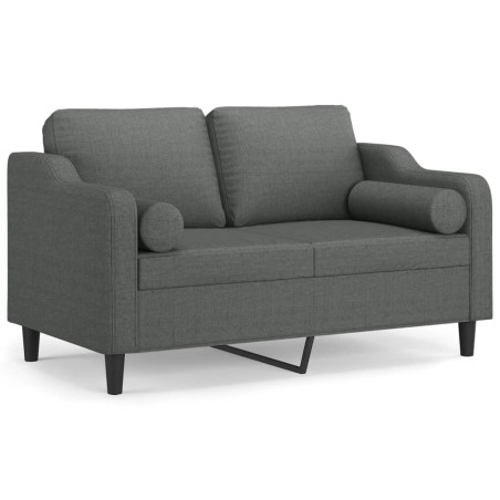 vidaXL Divano a 2 Posti con Cuscini Grigio Scuro 120 cm in Tessuto